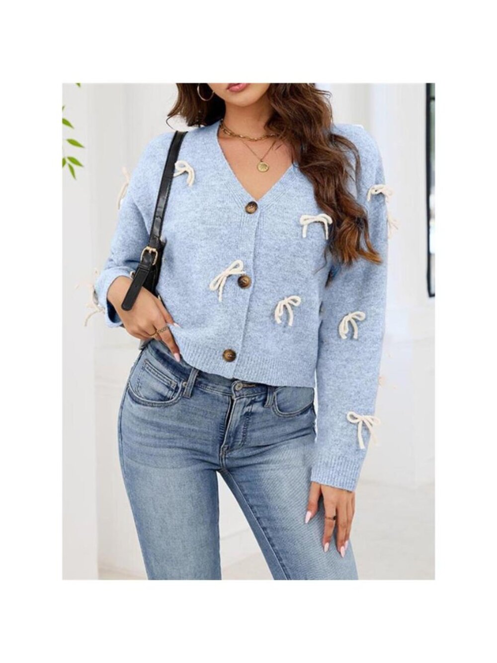 Bow Button Up Cardigan - Picture 6 of 14
